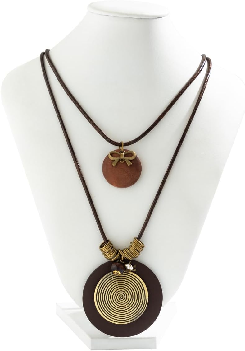 GIGB PBDK Collares largos bohemios para mujer, cordón de cuero apil...