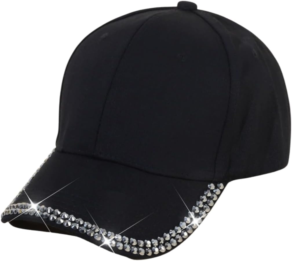 BUDUBIBI Gorra de béisbol con diamantes de imitación para mujer, go...