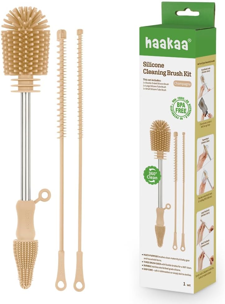 Haakaa Kit de cepillo de limpieza de silicona de grado alimenticio...
