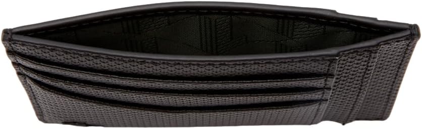 Lacoste Tarjetero de cuero Chantaco para hombre, negro, talla única