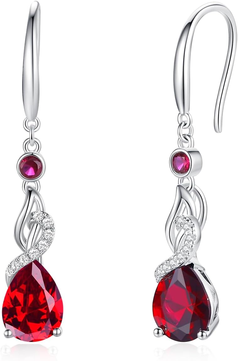 FANCIME Pendientes colgantes con piedra natal de pera para mujer de...