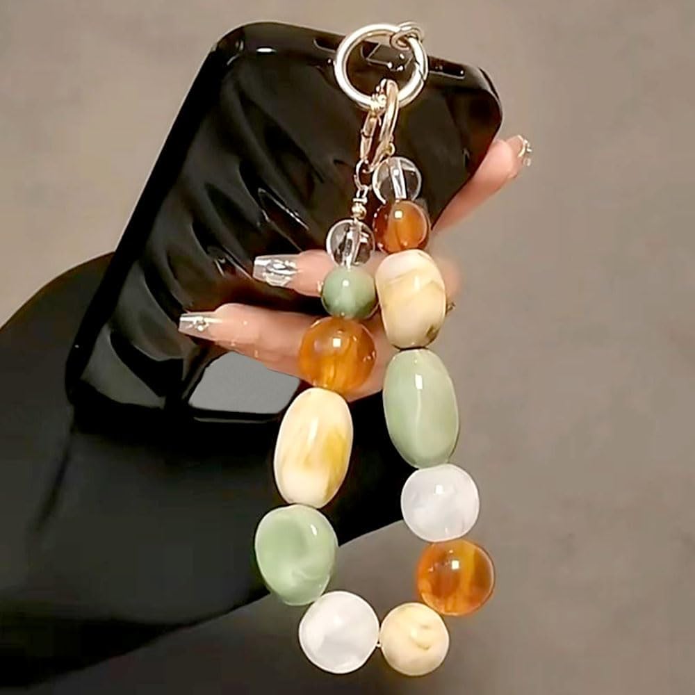 Dije con cuentas para teléfono, de colores mixtos, con piedra a cua...