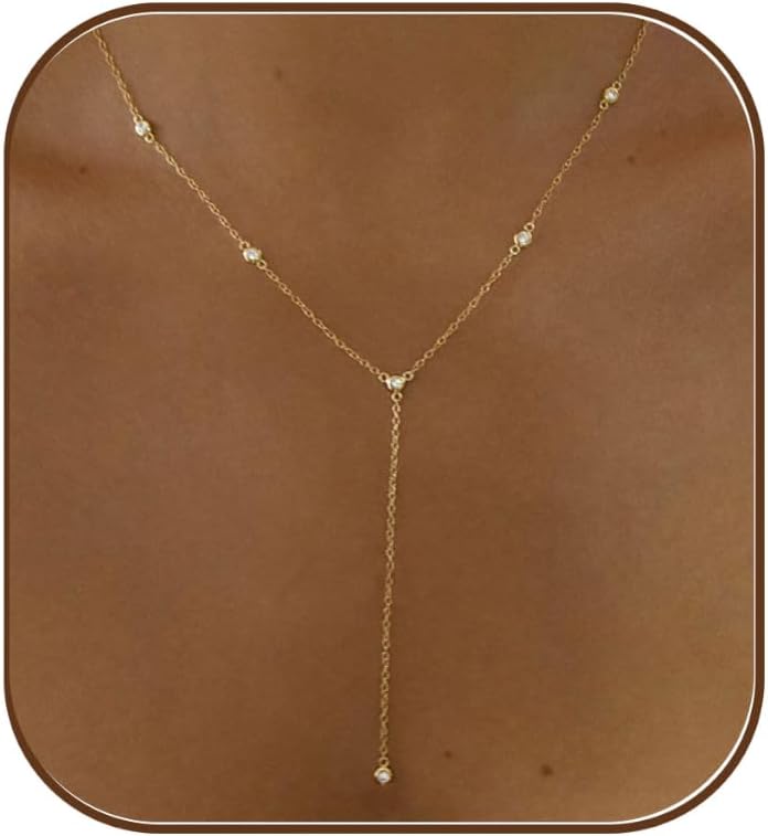 Fwlisesa Collar de oro para mujer, delicados collares largos chapad...