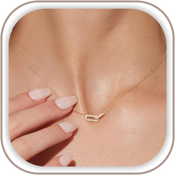 Freekiss Collar con dije de oro para mujer, delicado, de diamantes,...