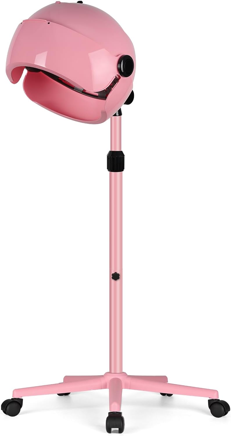 Secador de pelo profesional con capucha, color rosa, con 3 ajustes...