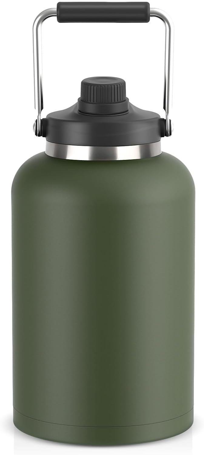 Luxgola Jarra de agua de 1 galón, botella aislada grande de acero i...