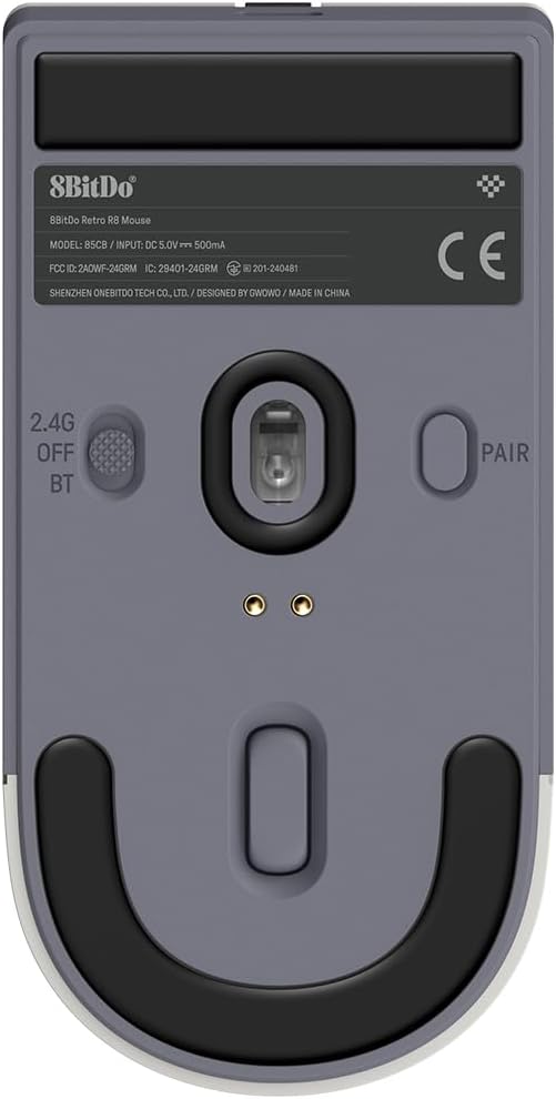 8BitDo Ratón retro R8 con base de carga, sensor óptico PAW 3395 DPI...