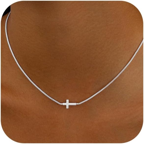 JIKASI Collar de cruz para mujer, chapado en oro o plata de 14 quil...