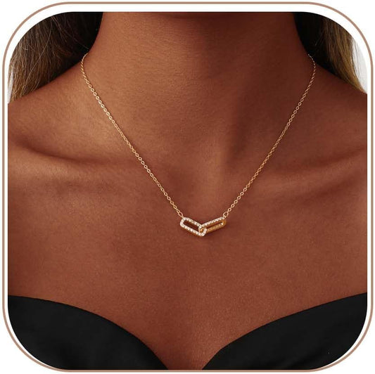 Coshilta Collares de oro en capas para mujer, chapado en plata de l...