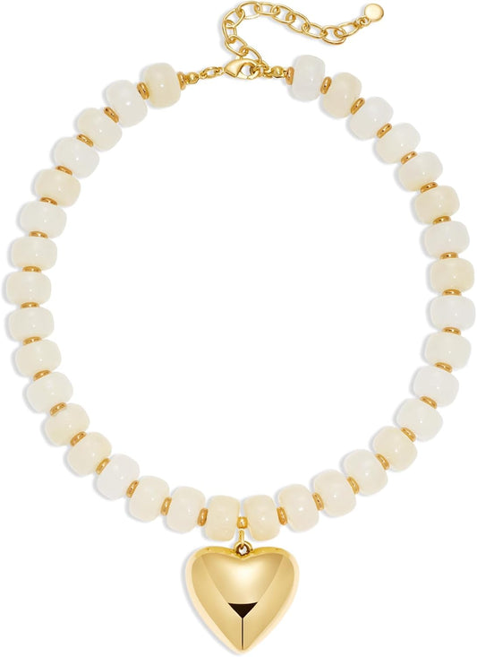 WOWORAMA Collares de corazón grueso para mujer, gargantilla de resi...