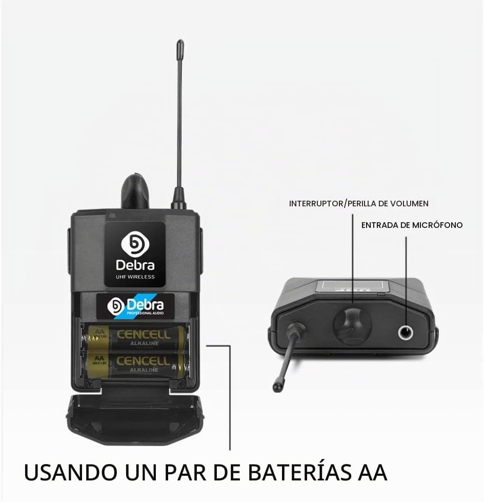 Debra Audio Pro UHF Sistema de micrófono inalámbrico de 4 canales c...