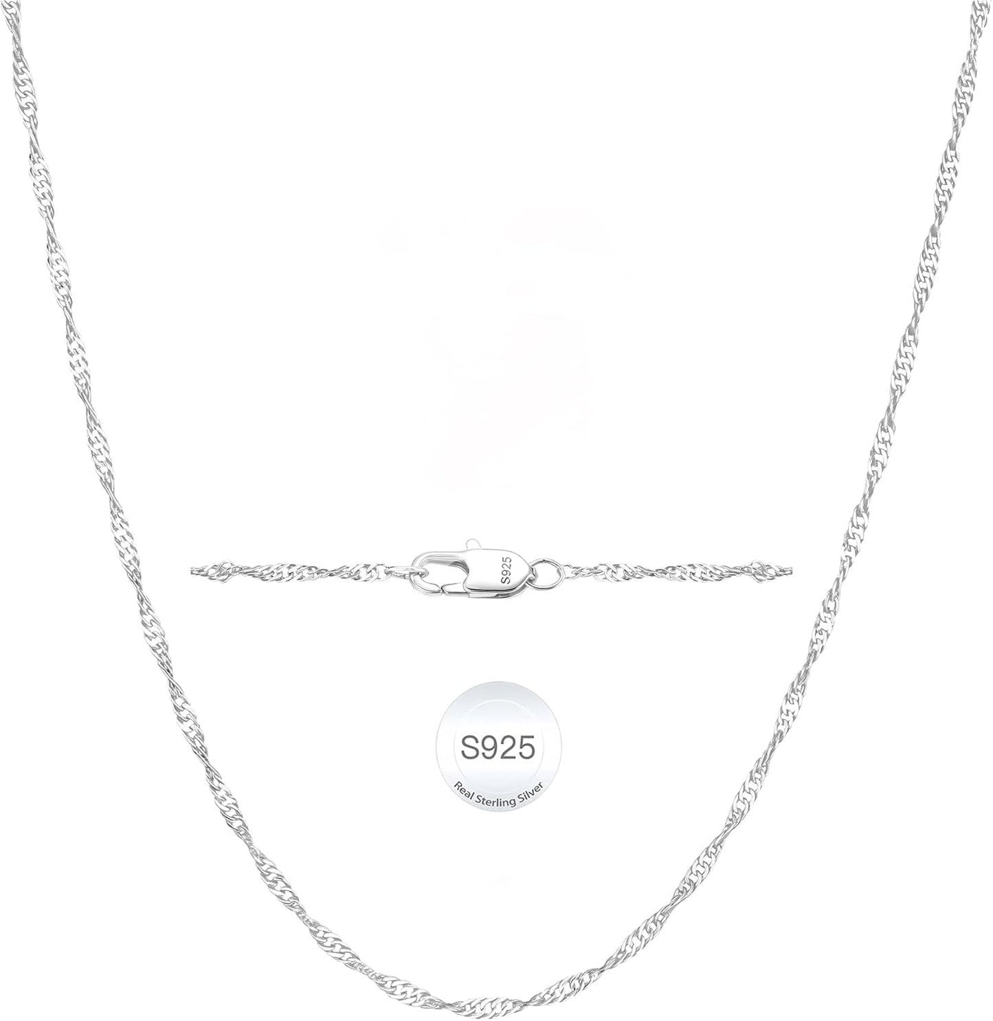 Diorra Collares de cadena de plata de ley para mujer, cadena de esl...