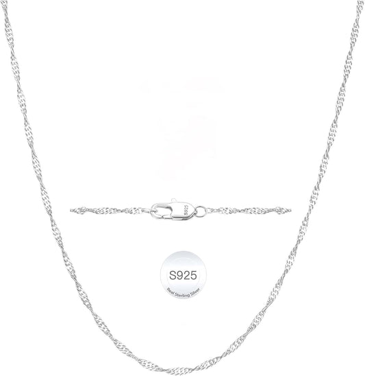 Diorra Collares de cadena de plata de ley para mujer, cadena de esl...
