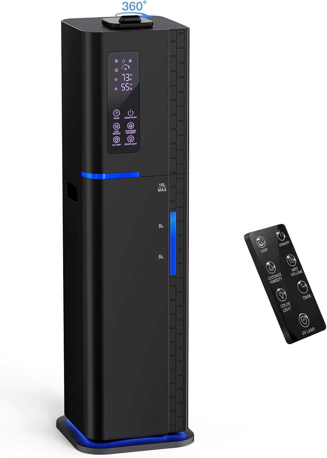 Zeova Humidificador de 10L\/2.64Gal, Humidificador Ultrasónico de N...