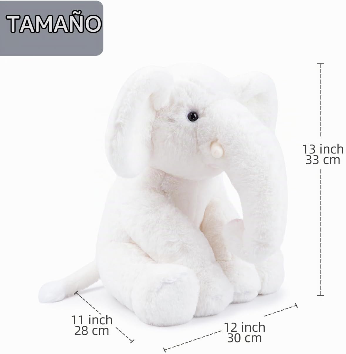 WEIGEDU Juguetes de peluche de elefante blanco, 13 pulgadas | Jugue...