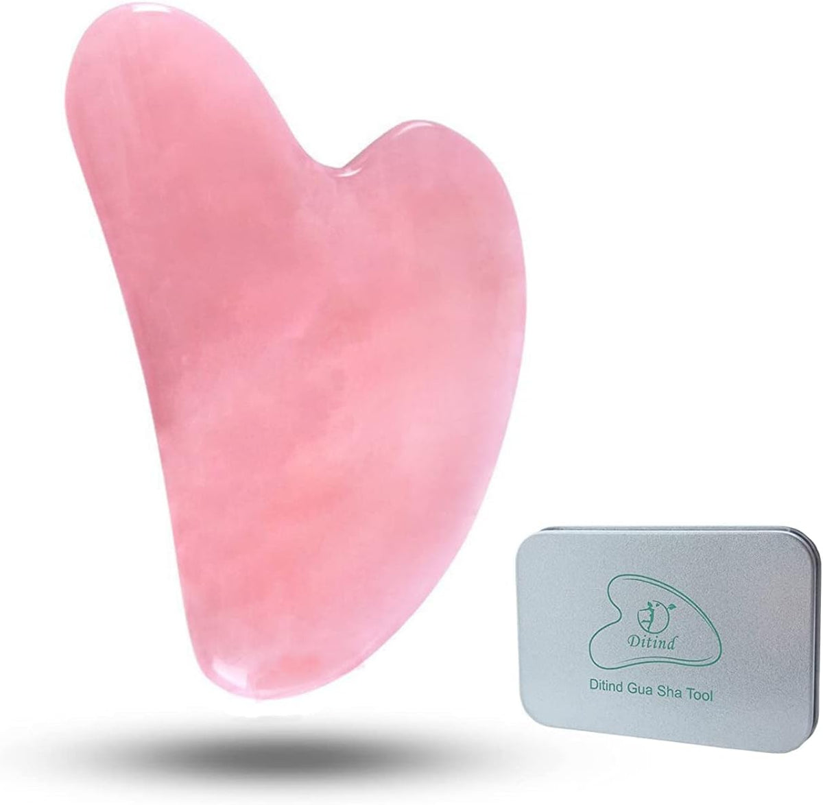 Ditind Herramientas Faciales Gua Sha de Cuarzo Rosa, GuaSha para To...