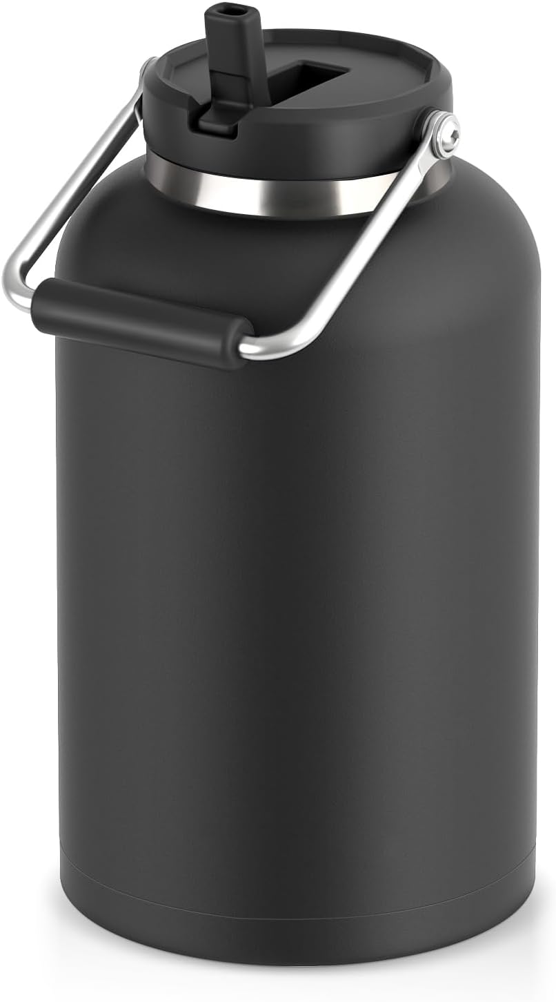 Luxgola Jarra de agua de 1 galón, botella aislada grande de acero i...