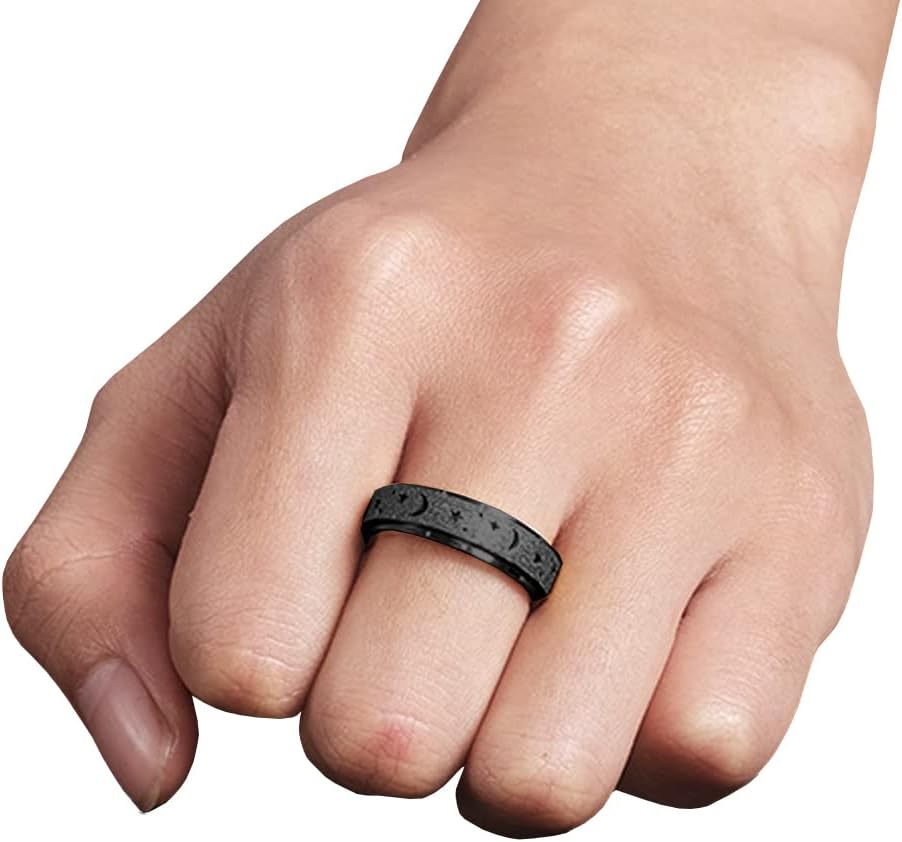 Anillo Giratorio para Ansiedad - Anillo de Dedo de Acero Inoxidable...
