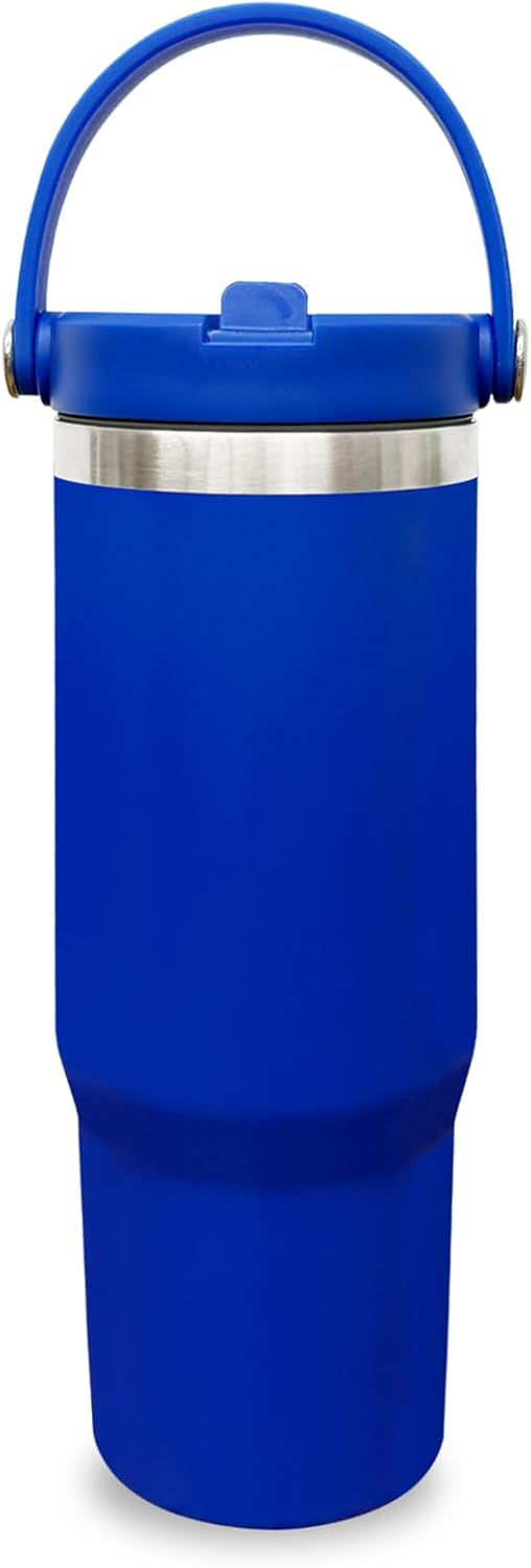 Vaso de 30 onzas con asa, vasos aislados al vacío de doble pared co...