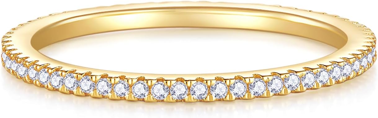 MINDDHA Chapado en oro de 14 quilates - Anillos de eternidad apilab...