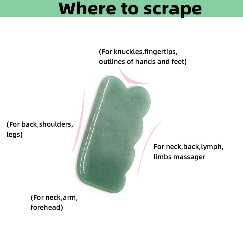 TOP SEWING Gua Sha - Herramienta facial de piedra de jade natural,...