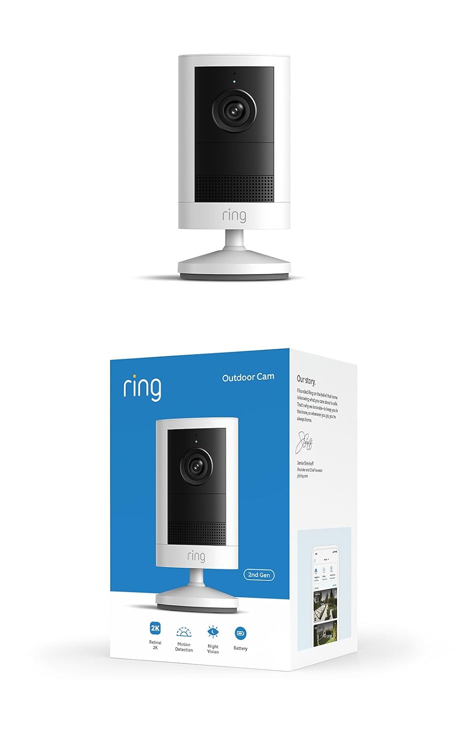Cámara para exteriores 2K Ring inalámbrica (último modelo): segurid...