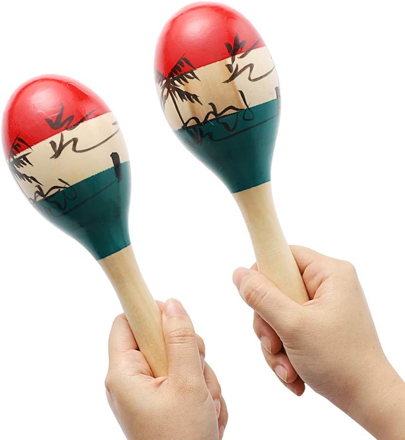 Maracas Rumba De Madera Colorida Grande Musical Shakers Sonajero Ma...