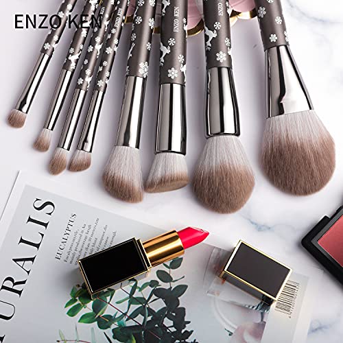 Juego de brochas de maquillaje de pelo de cabra natural profesional...