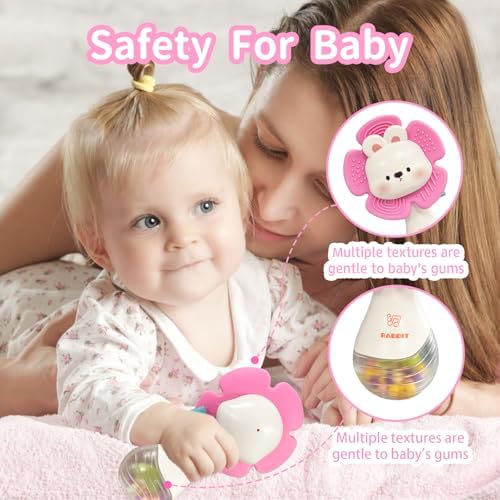 Weirtoya 2 piezas de sonajeros para bebés juguetes de dentición 3-6...