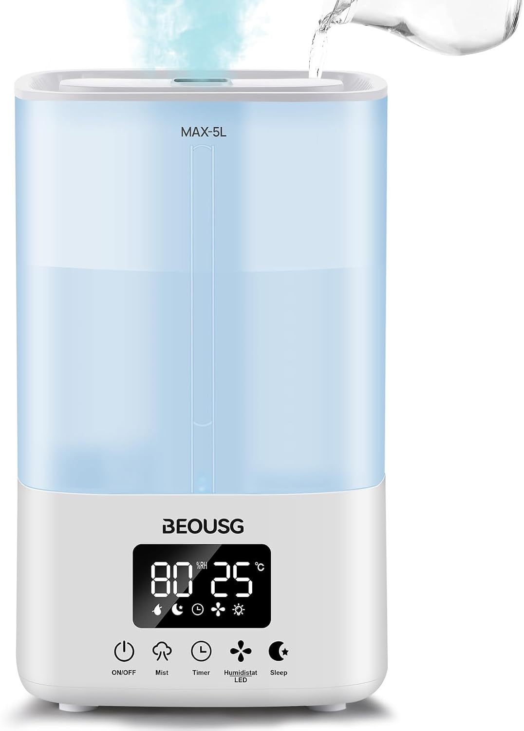 BEOUSG Humidificador ultrasónico de llenado superior de 5L, humidif...