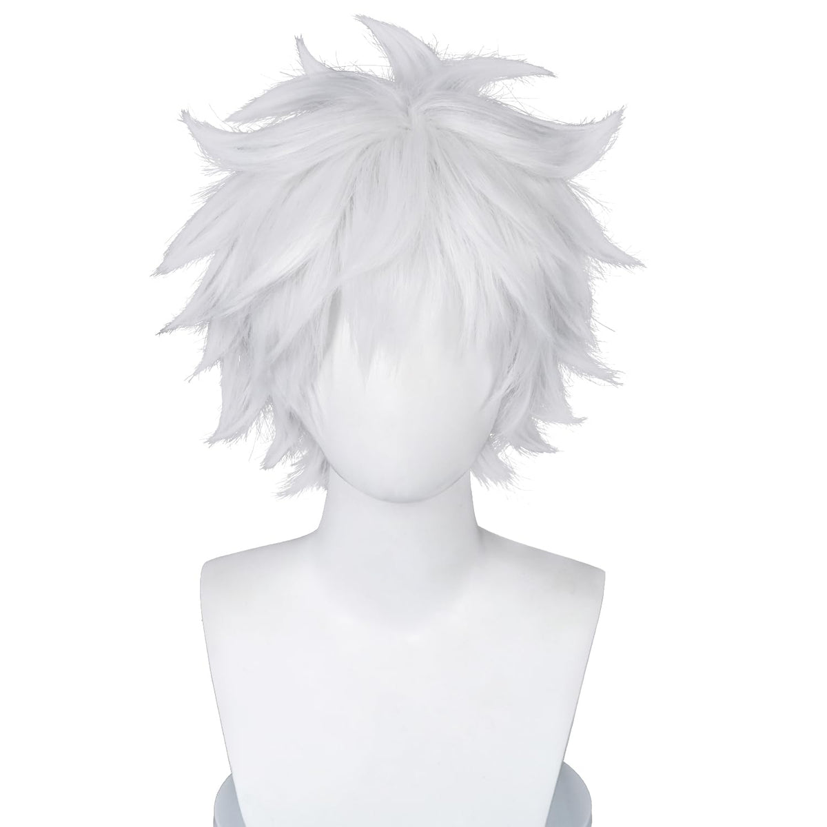 COSPLAZA Cosplay peluca corta blanca plateada esponjosa masculina a...