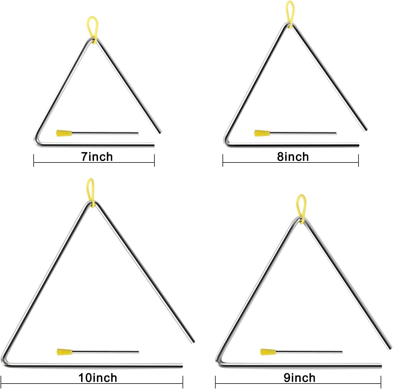 EASTROCK Juego de instrumentos triangulares, 4 paquetes de 7, 8, 9,...