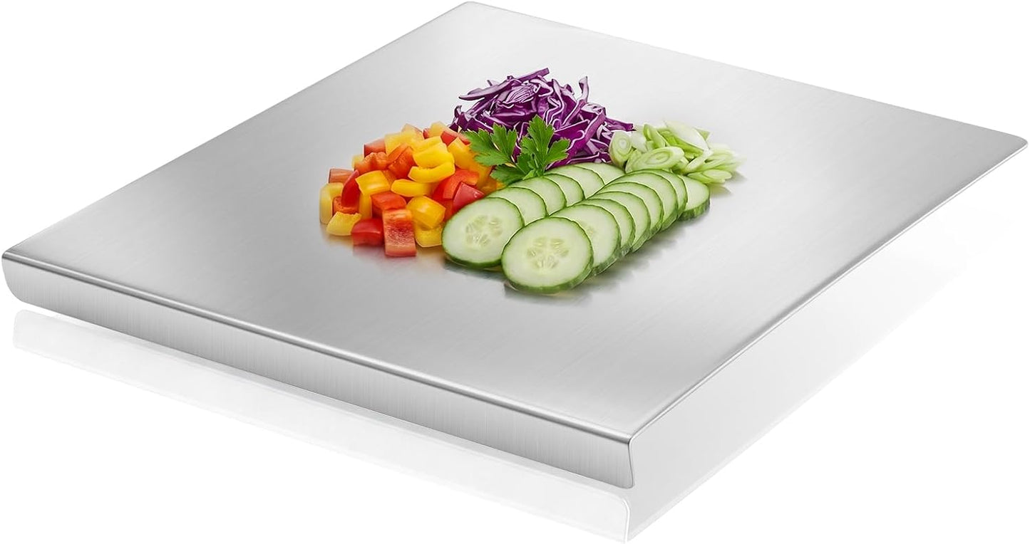 Sakerplus Tabla de cortar de cocina de acero inoxidable con labio,...