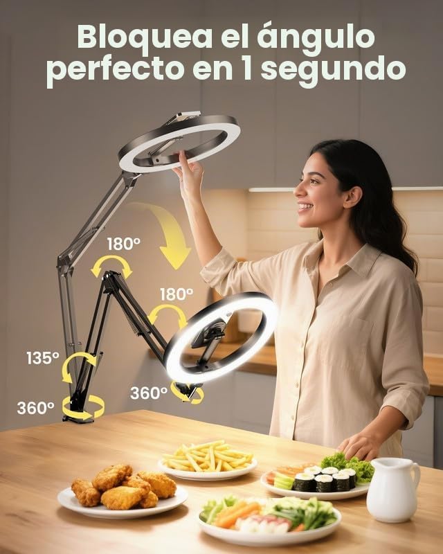 Anillo de luz magnética para escritorio, luz para selfie de 10 pulg...