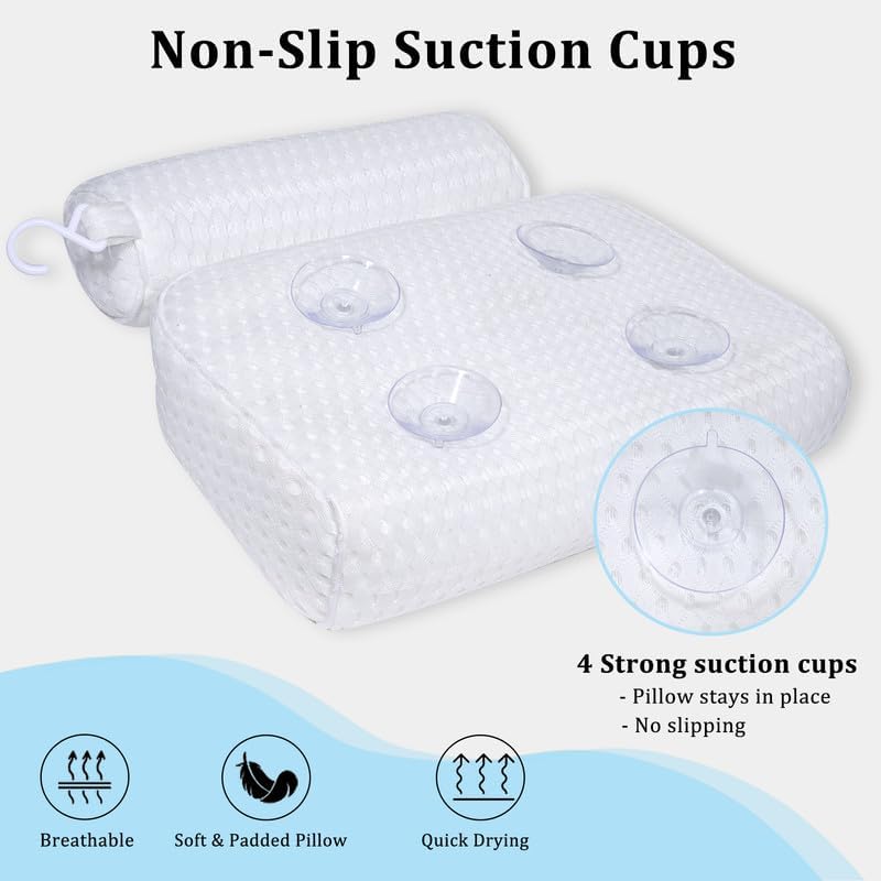 Almohada de baño para tina, soporte para cuello, cabeza y espalda c...