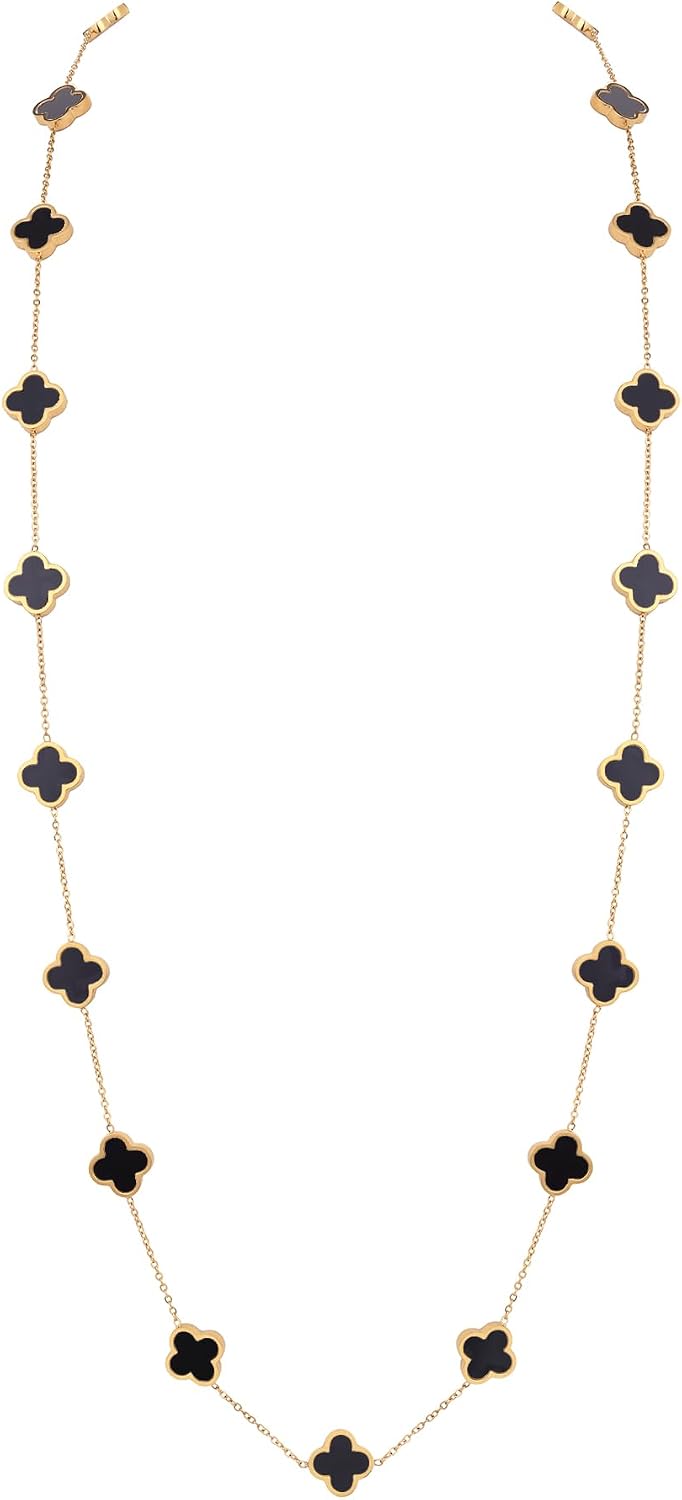 Billet-doux Collar de trébol chapado en oro de 18 quilates para muj...