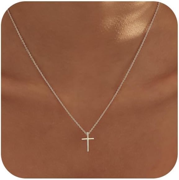 zvcofun Collar de cruz para mujer, delicado colgante de cruz chapad...