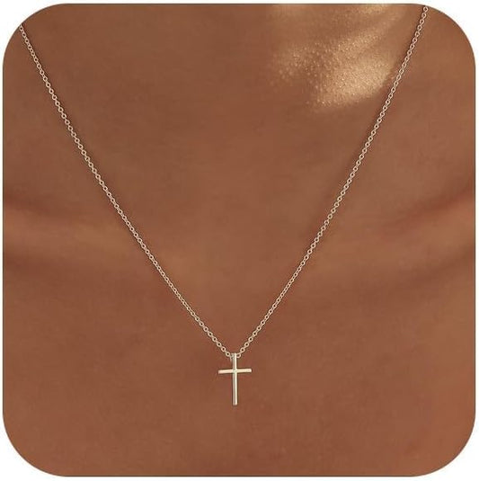 zvcofun Collar de cruz para mujer, delicado colgante de cruz chapad...