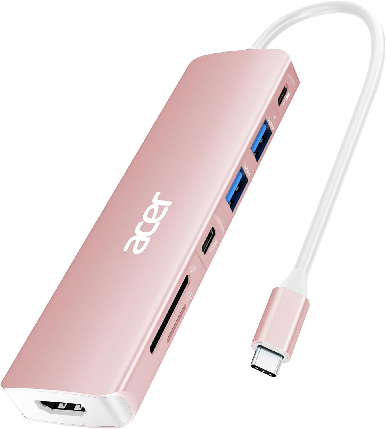 Acer USB C Hub, adaptador 7 en 1 USB-C a HDMI multipuerto, 2 USBA 3...