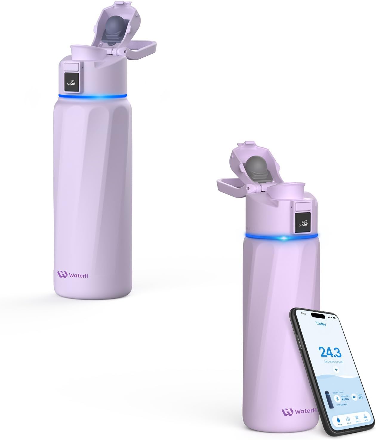 Boost - Botella de agua inteligente de 32 onzas, color morado + Boo...