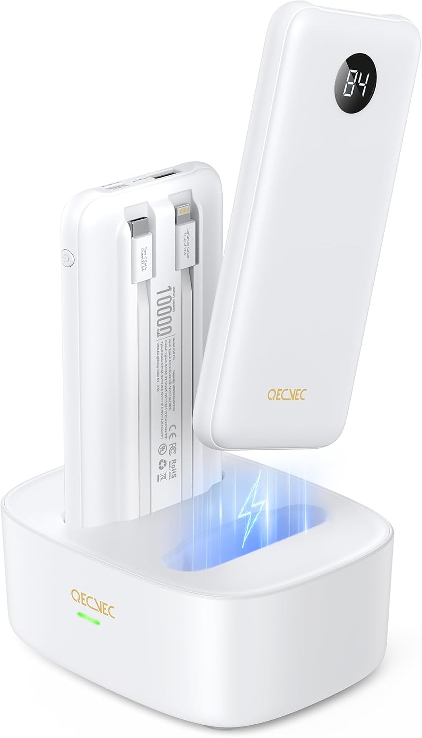 Qecvec Cargador portátil de 10000 mAh, paquete de 2 baterías portát...