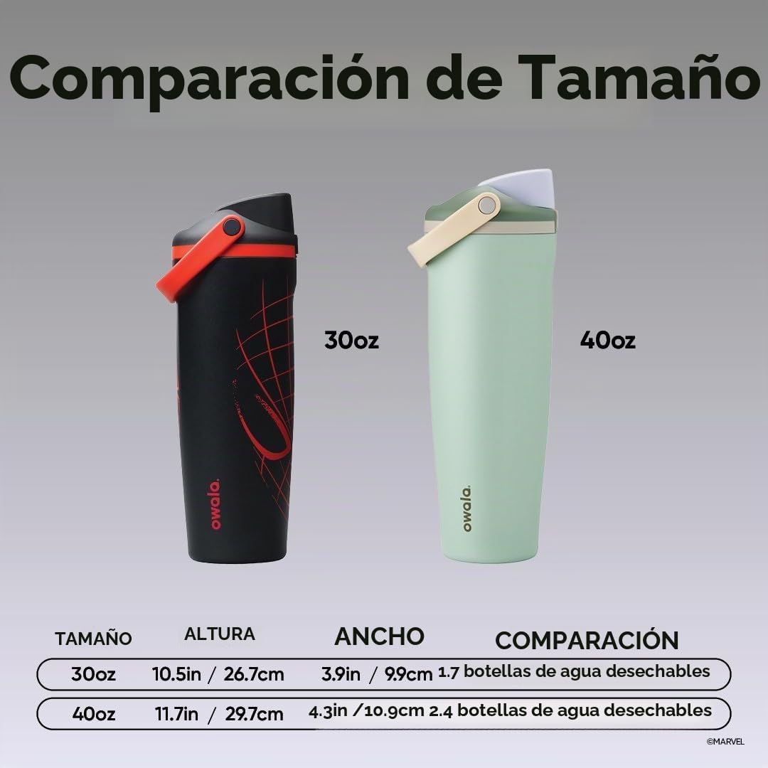 Owala Spider-Man FreeSip Sway - Botella de agua de acero inoxidable...