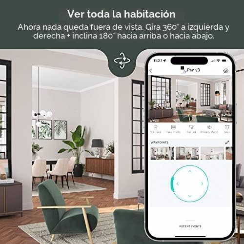 WYZE Cam Pan v3, cámara de seguridad para interiores y exteriores c...