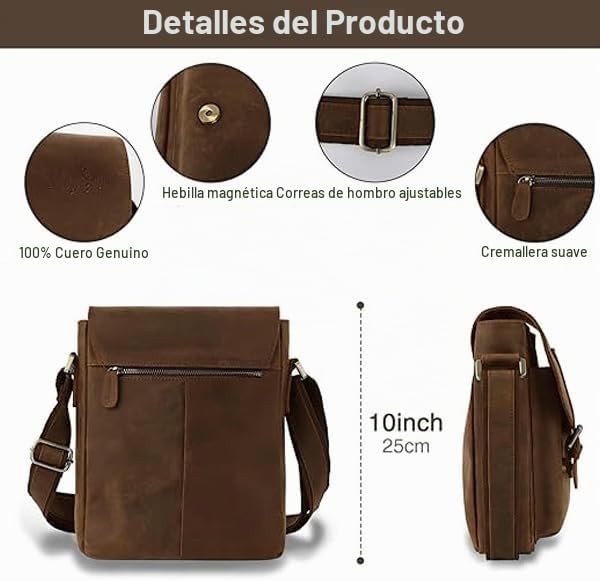 Jack&amp;Chris Bolso Mensajero de Cuero para Hombre, Bolso Bandoler...