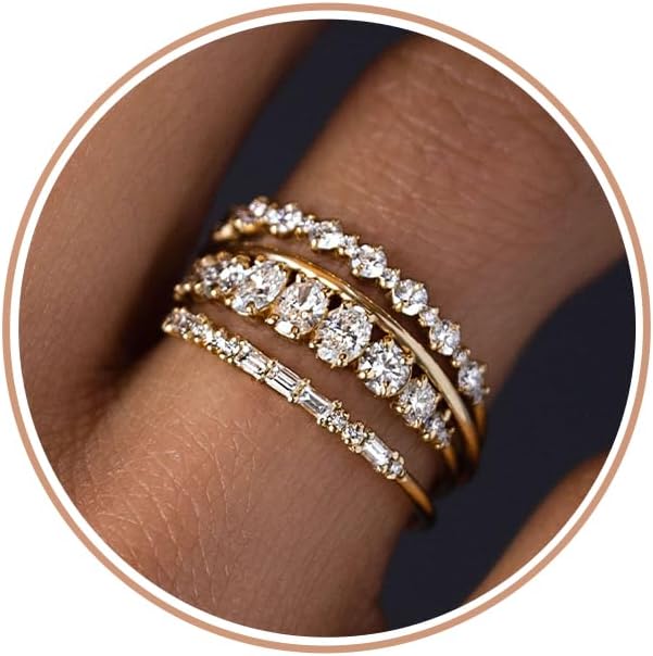 TOBENY Anillos de oro apilables para mujer sin deslustre, delicados...