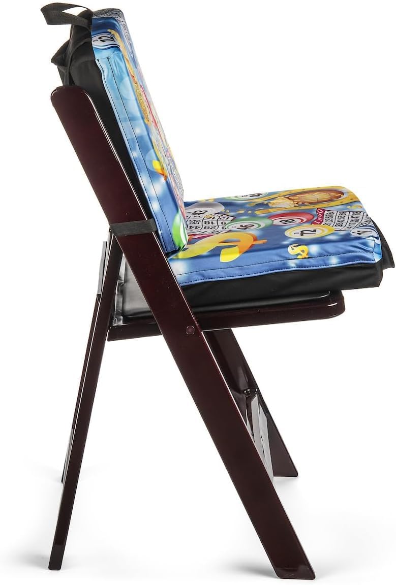 Cojín de asiento con diseño de bote de bingo azul, bolsa de almacen...