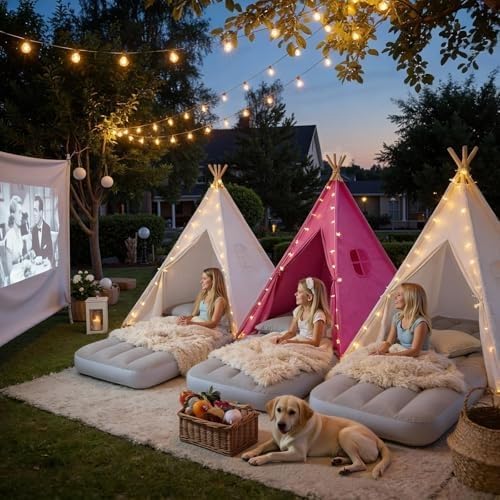 wilwolfer Paquete de 4 tiendas de campaña tipi para niños, cama inf...