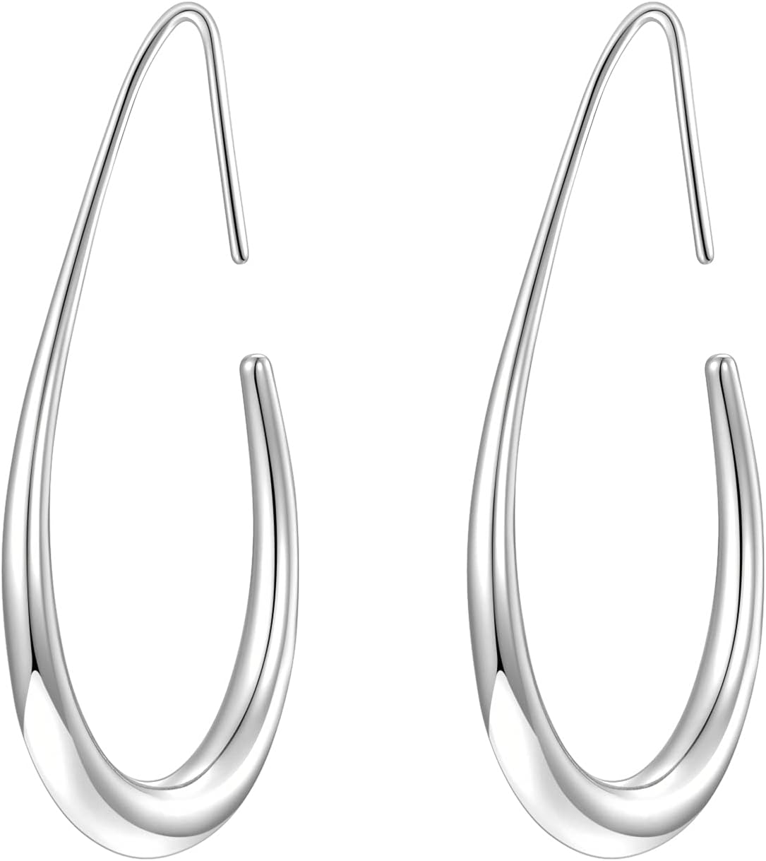 Aretes de aro ligeros con forma de lágrima para mujer, chapados en...