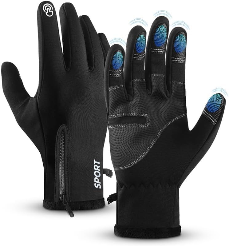 AURUZA - Guantes de invierno con cremallera para hombre y mujer, gu...