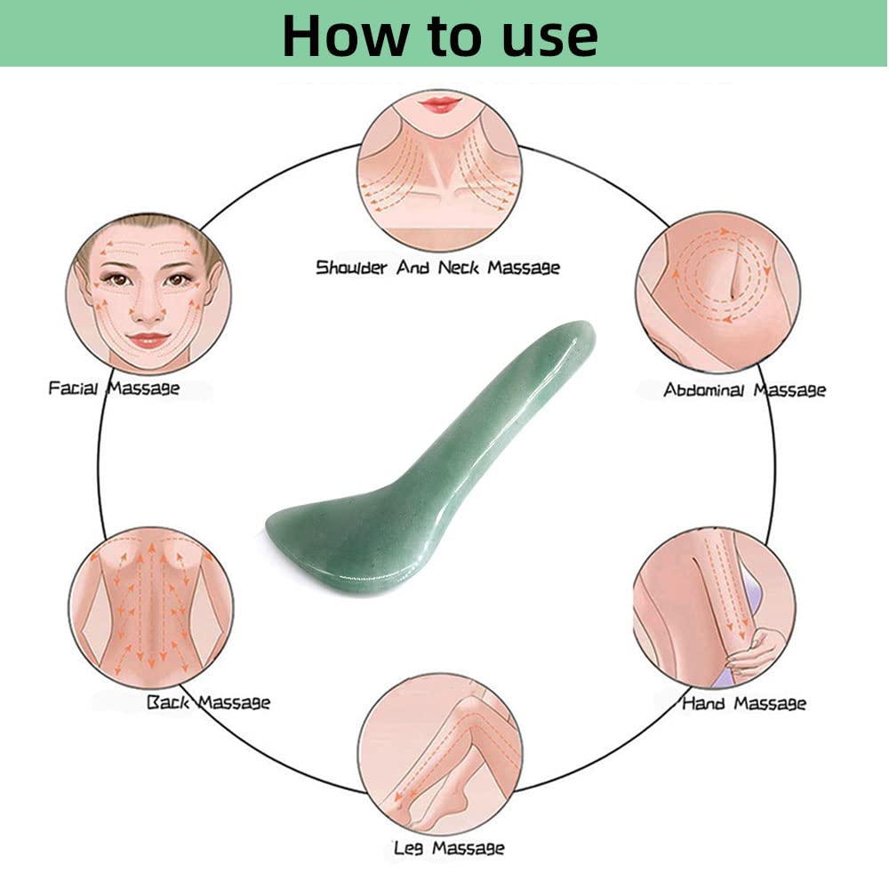 TOP SEWING Gua Sha - Herramienta facial de piedra de jade natural,...